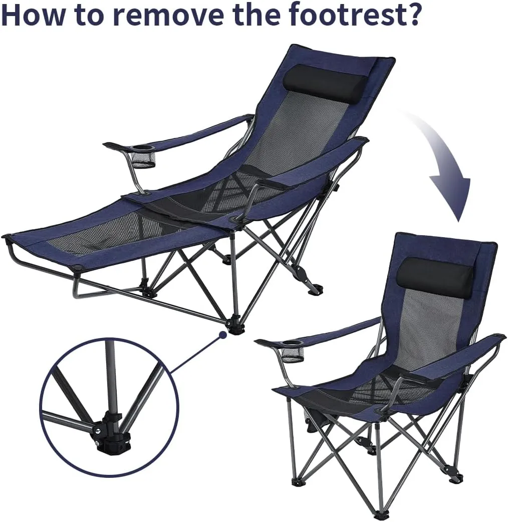 OUTDOOR LIVING SUNTIME Camping Folding Portable Mesh Chair with Removabel Footrest
