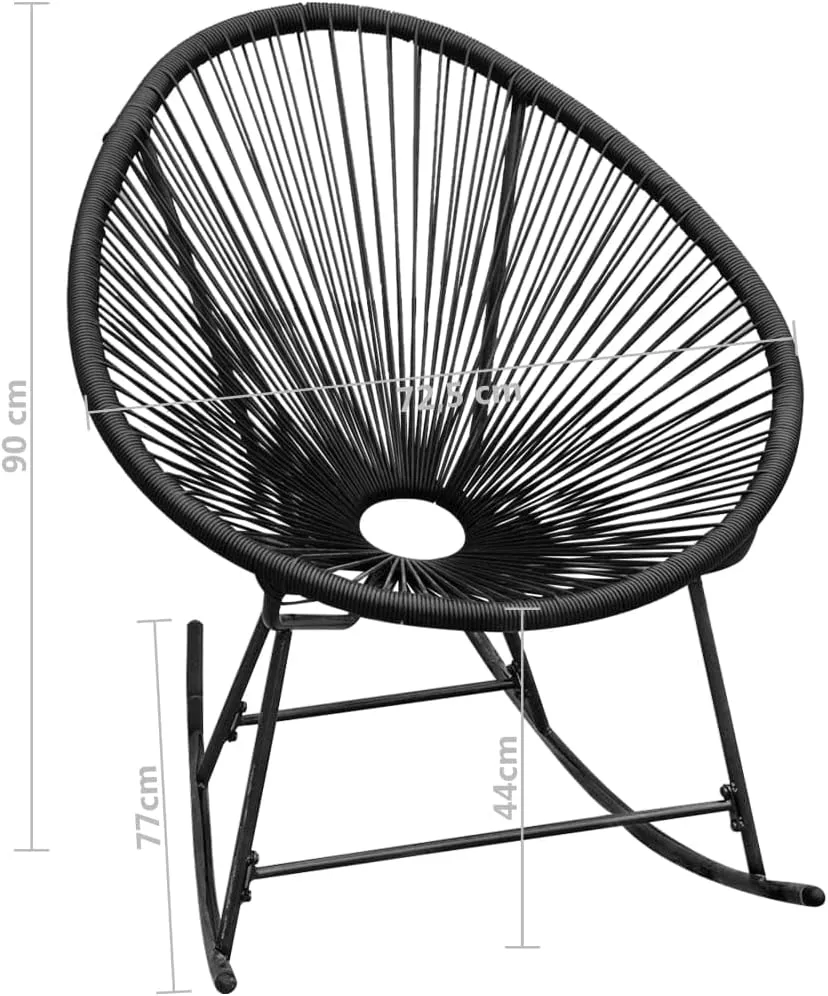 Outdoor Rocking Chair Black PE Rattan with Steel Frame Oval Patio Furniture for Garden Lounge Beach Camping 28.5x30.3x35.4 Inches