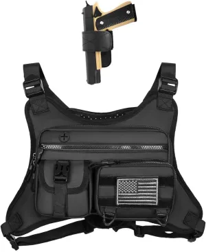 Outdoor Sports Chest Bag for Men and Women, Tactical Vest For Running, Hiking, Cycling, EDC Travel Chest Pack Rig, Water Resistant Lightweight Front Running Vest Bag With Extra Storage