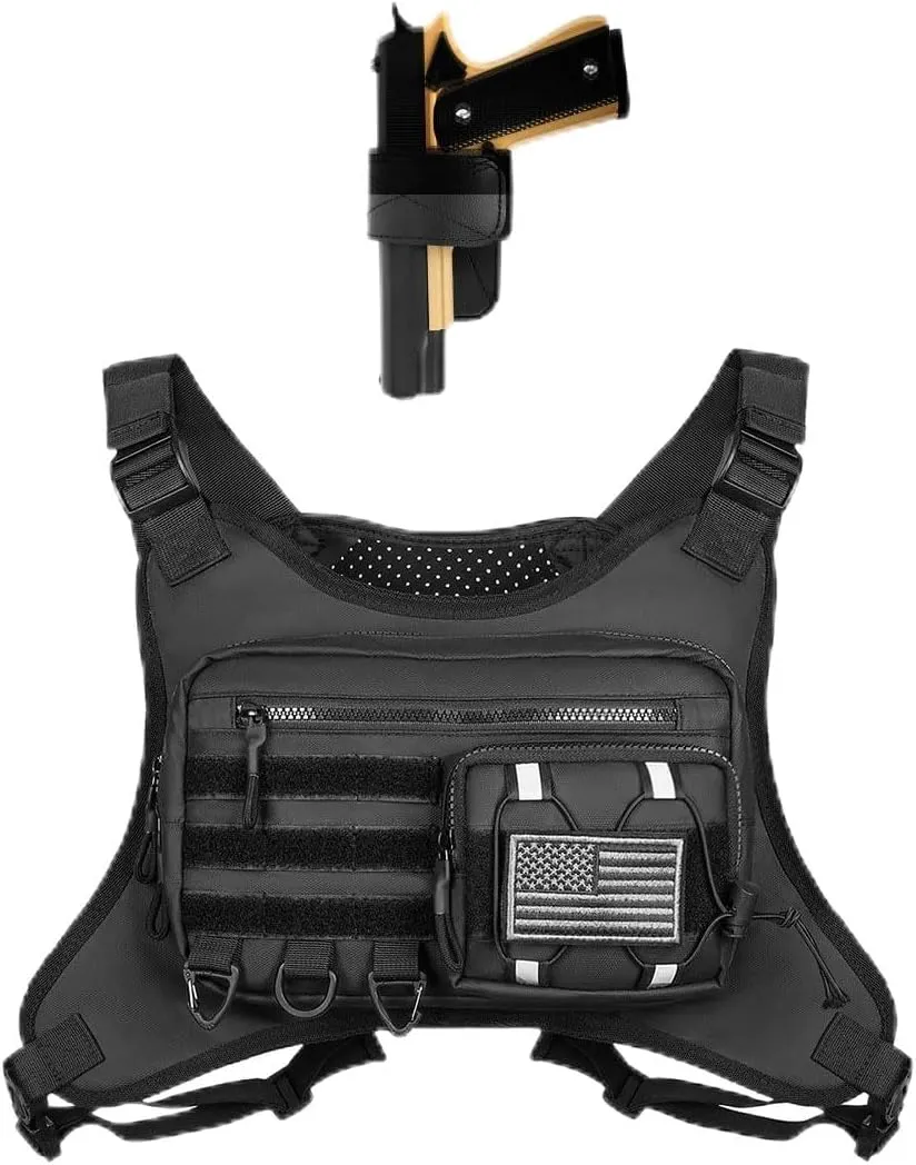 Outdoor Sports Chest Bag for Men and Women, Tactical Vest For Running, Hiking, Cycling, EDC Travel Chest Pack Rig, Water Resistant Lightweight Front Running Vest Bag With Extra Storage