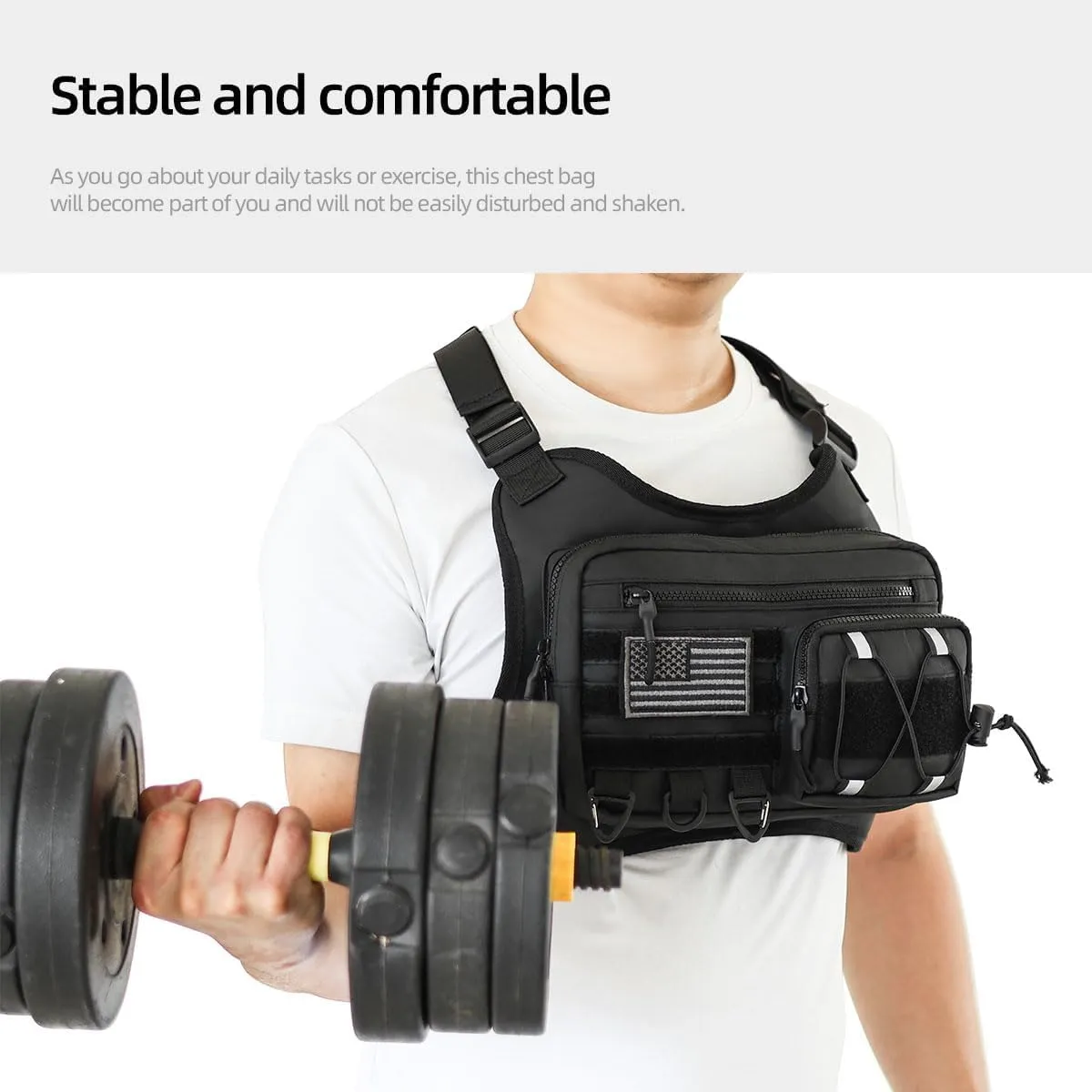 Outdoor Sports Chest Bag for Men and Women, Tactical Vest For Running, Hiking, Cycling, EDC Travel Chest Pack Rig, Water Resistant Lightweight Front Running Vest Bag With Extra Storage