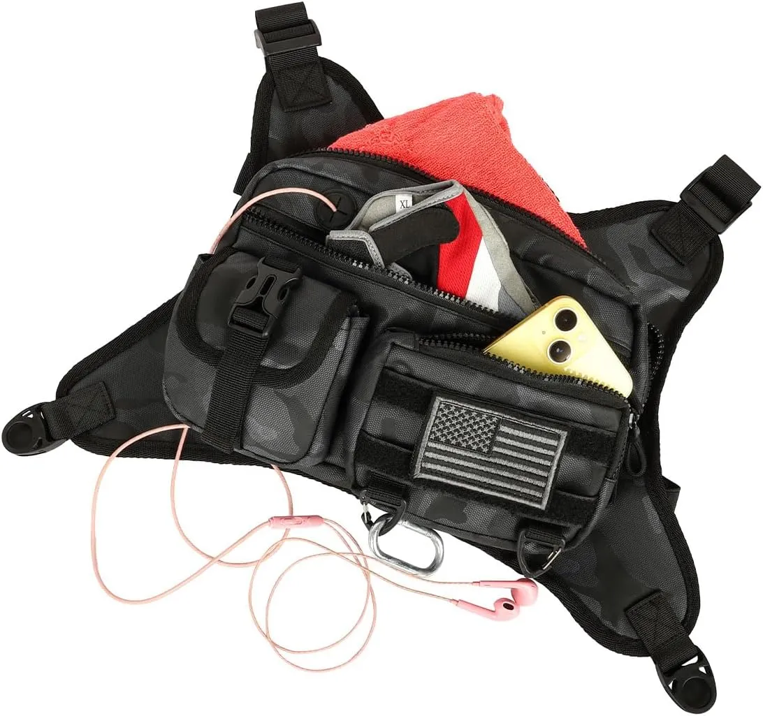 Outdoor Sports Chest Bag for Men and Women, Tactical Vest For Running, Hiking, Cycling, EDC Travel Chest Pack Rig, Water Resistant Lightweight Front Running Vest Bag With Extra Storage
