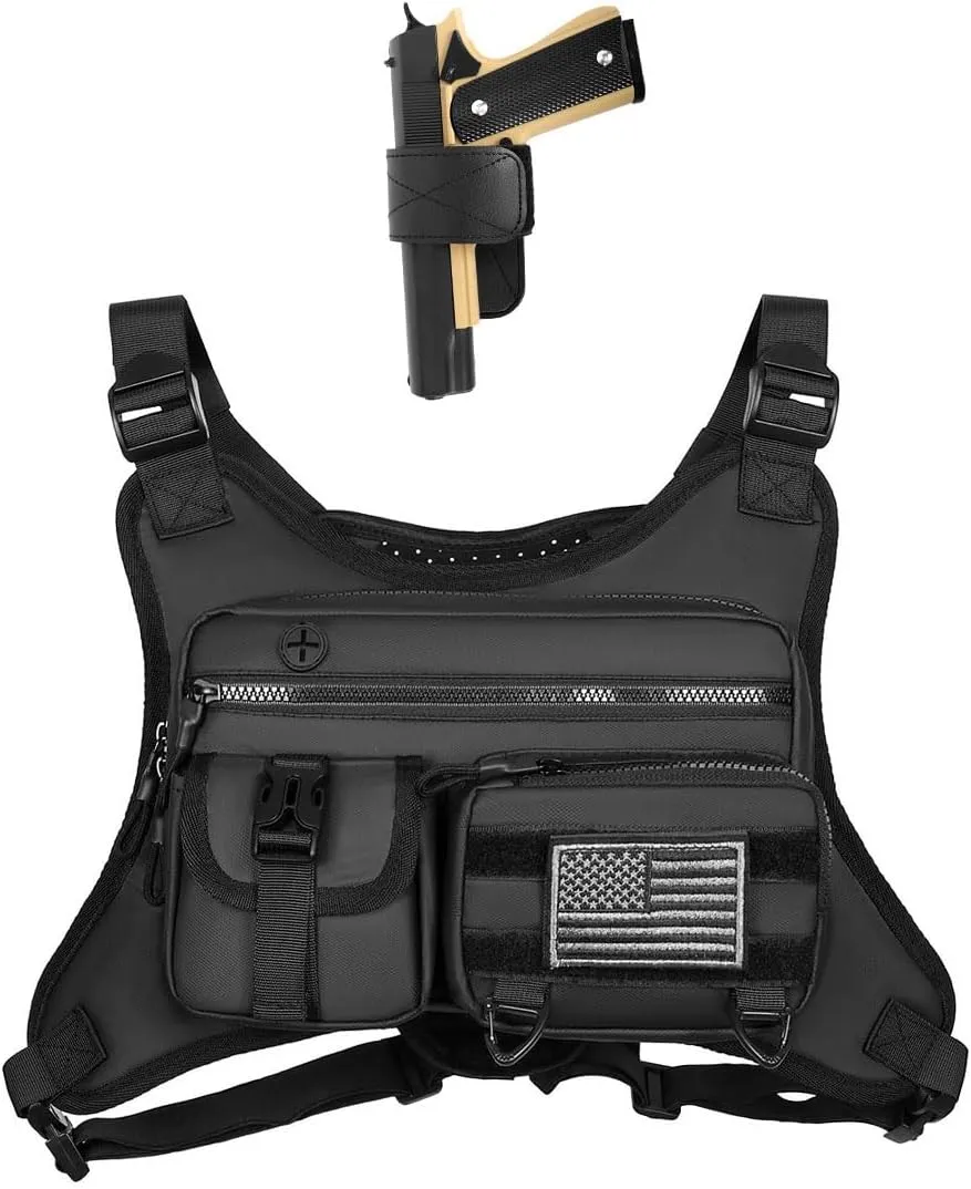 Outdoor Sports Chest Bag for Men and Women, Tactical Vest For Running, Hiking, Cycling, EDC Travel Chest Pack Rig, Water Resistant Lightweight Front Running Vest Bag With Extra Storage