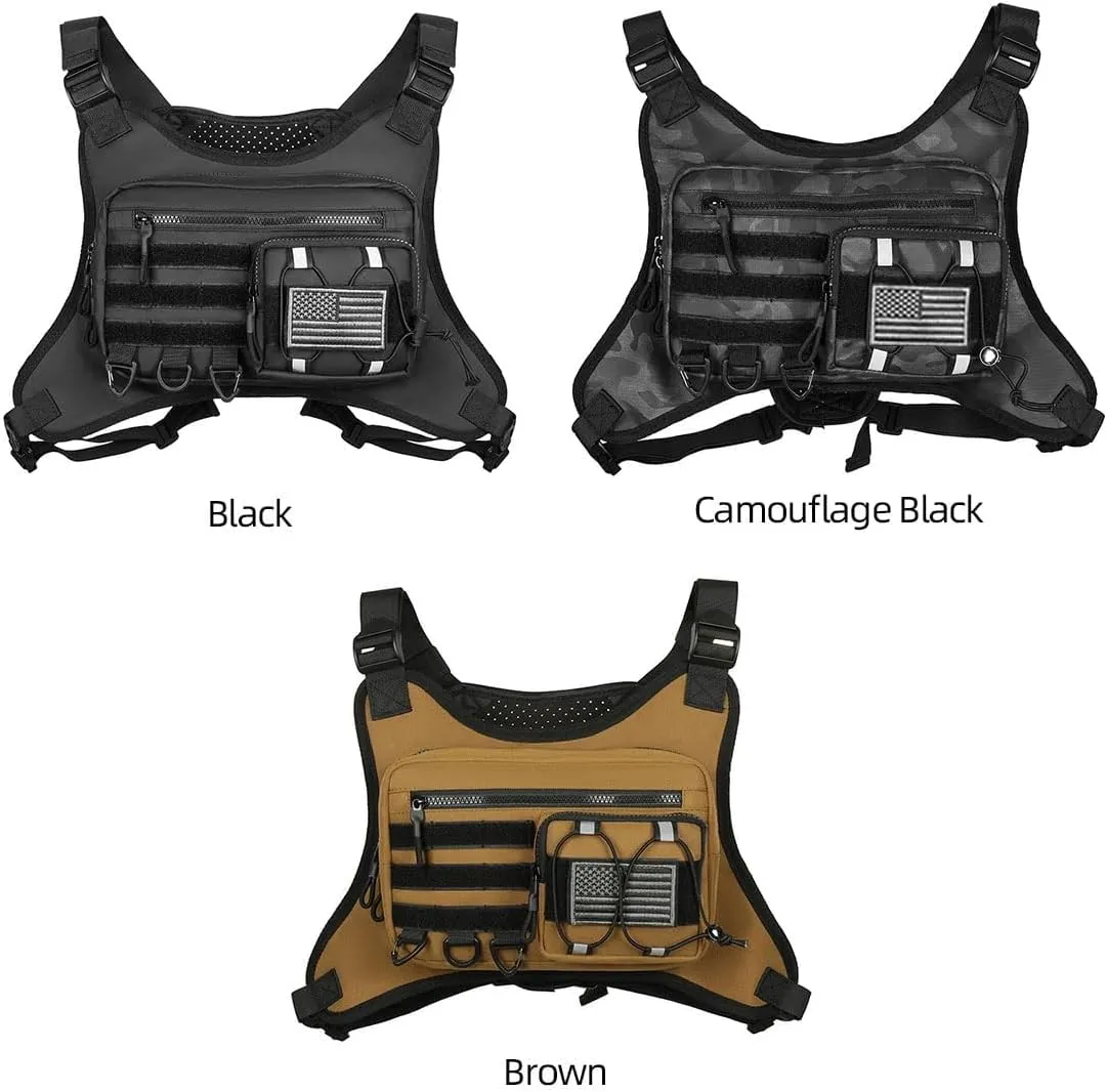 Outdoor Sports Chest Bag for Men and Women, Tactical Vest For Running, Hiking, Cycling, EDC Travel Chest Pack Rig, Water Resistant Lightweight Front Running Vest Bag With Extra Storage