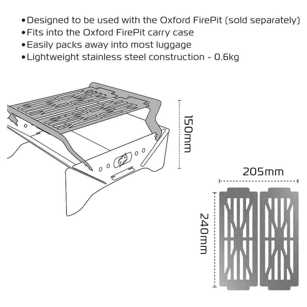 Oxford Grill for Firepit: Stainless Steel Cooking Grate for Outdoor Fire Pit
