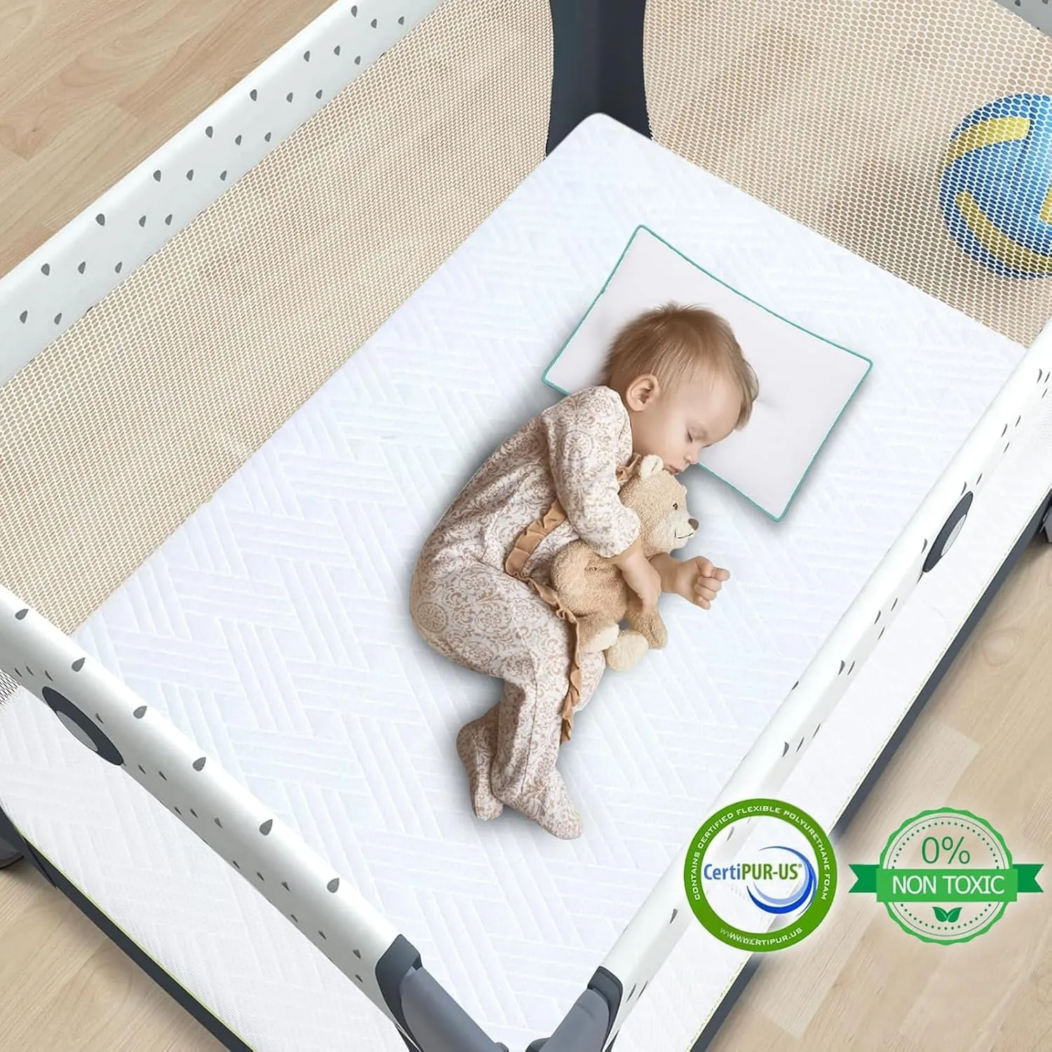 Pack and Play Mattress Pad 38" x 26", Playard Mattress for Pack and Play, Pack N Play Mattress Topper with Washable Cover - Fits for Graco & Baby Trend & Pamo Babe Playard