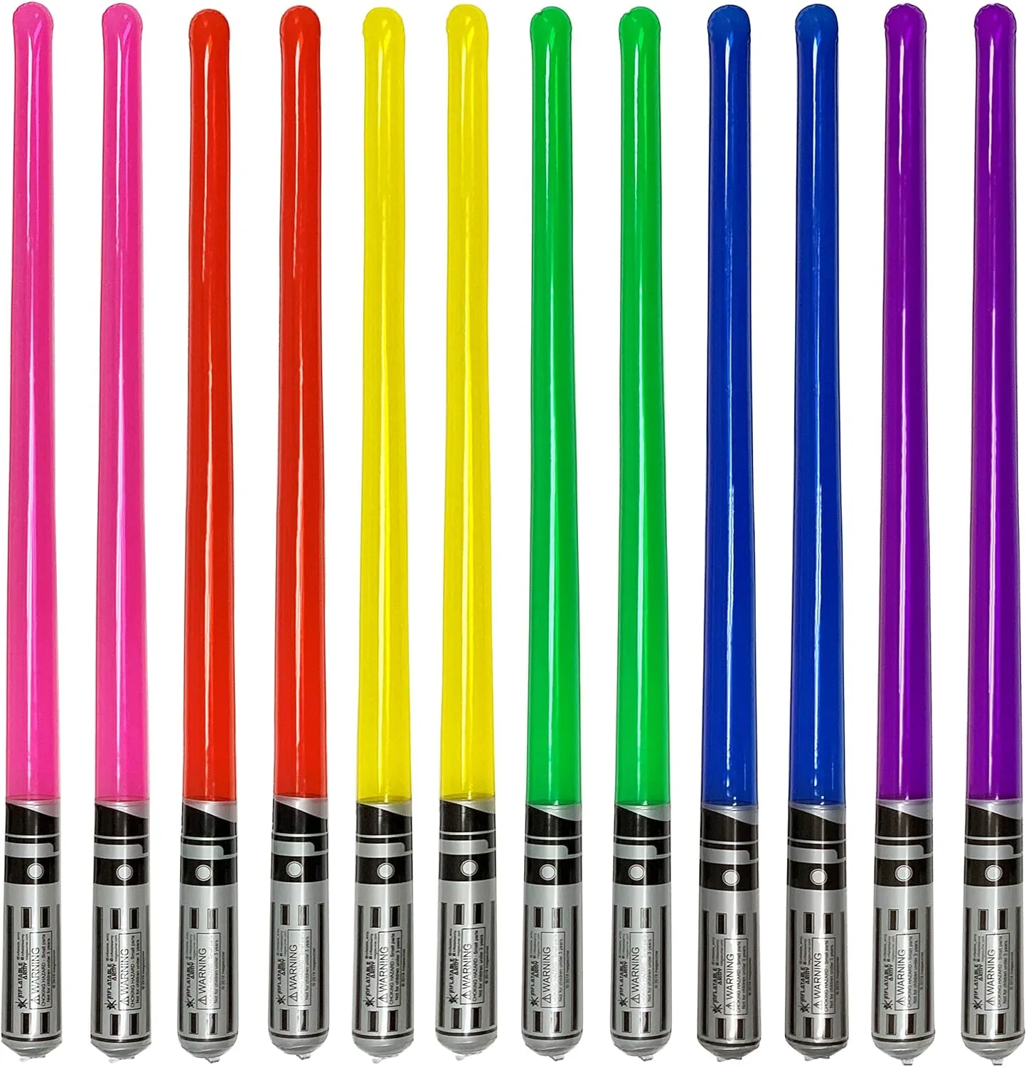 Pack of 12 Party Weight Inflatable Lightsaber- 2 Pink, 2 Red, 2 Yellow, 2 Green, 2 Blue, 2 Purple Rainbow Pack
