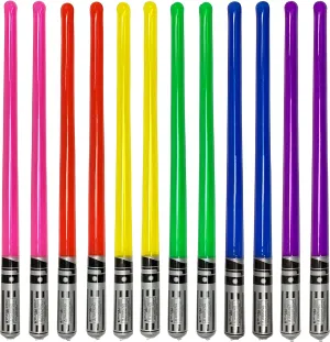 Pack of 12 Party Weight Inflatable Lightsaber- 2 Pink, 2 Red, 2 Yellow, 2 Green, 2 Blue, 2 Purple Rainbow Pack