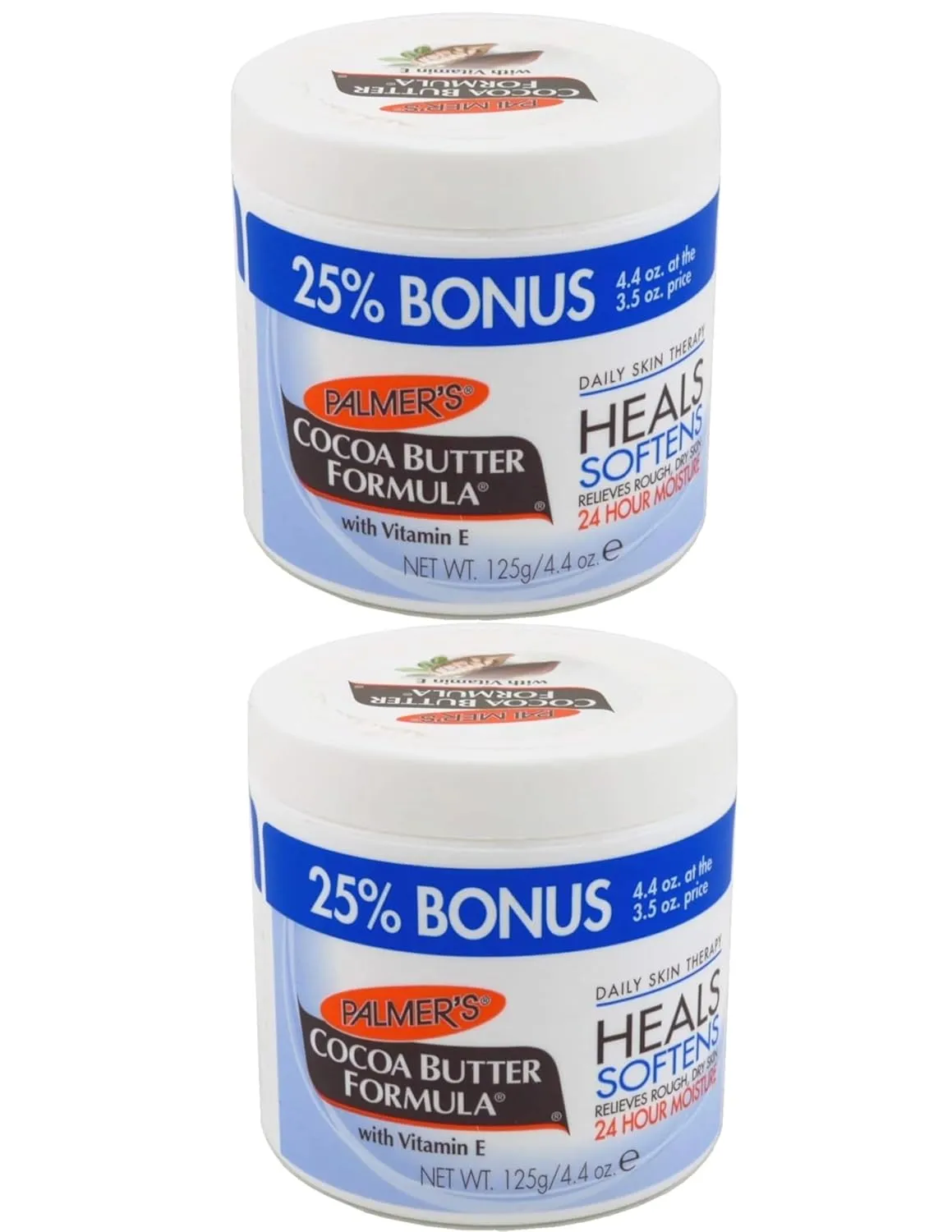 Palmer's Cocoa Butter Formula with Vitamin E, Body Moisturizer, Relieves Rough, Dry Skin, Smoothes Marks & Tones Skin, ("Bonus") 4.4 OZ Jar - 2 Pack