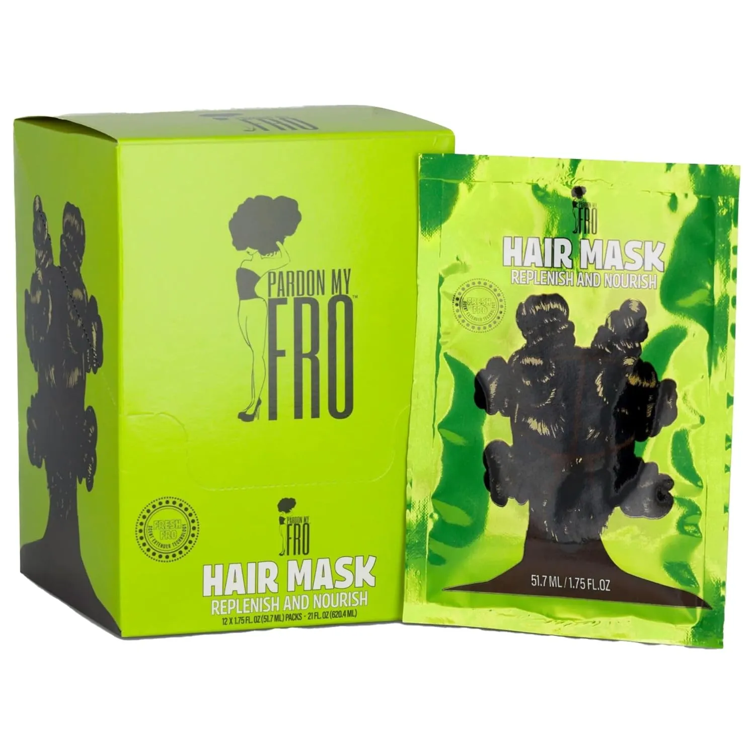 Pardon My Fro Hair Mask - Argan Oil & Jojoba Oil for Curly, Coily Hair - 12 Pack x 1.75 oz
