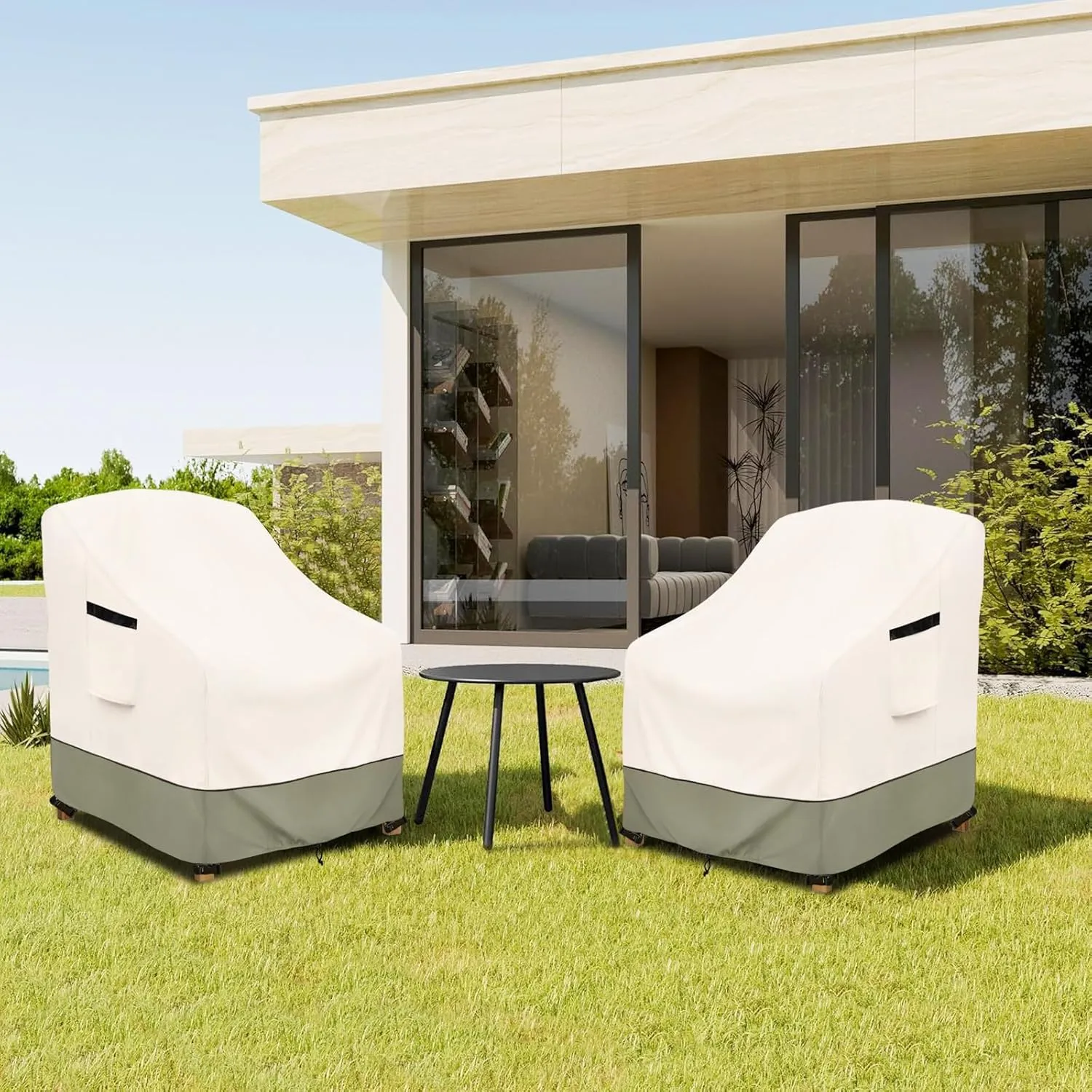 Patio Chair Cover - Heavy-Duty Waterproof Outdoor Furniture Covers with Adjustable Straps, All-Weather Protection for Deep Seat Chairs up to (32"W x 34"D x 34"H)