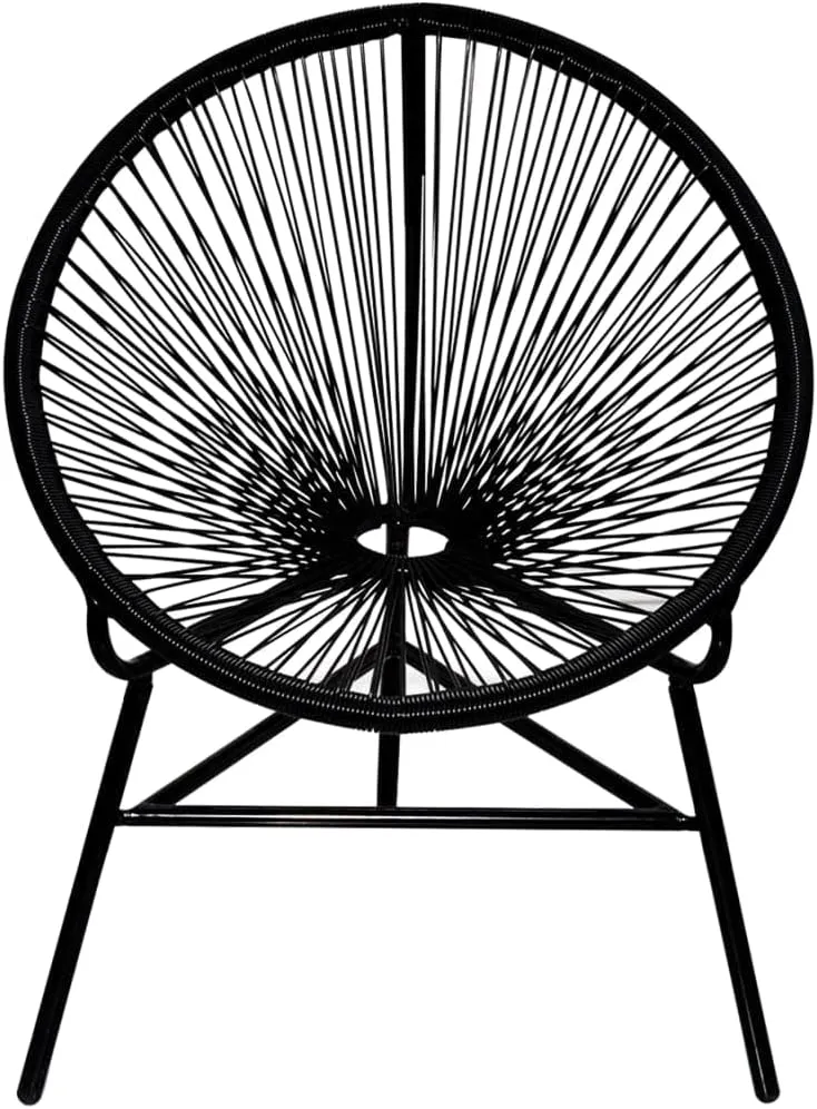 Patio Chair Outdoor Furniture PE Rattan Black 27.2x26x34.3 Inch Oval Design with Powder-Coated Steel Frame for Garden, Living Room, Poolside
