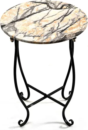 Patio Side Table, Versatile 14" Round Side Table for Balcony Yard Porch Bedside Rocking Chair and Pool Chair, Weather Resistant Metal Accent Table for Indoor Outdoor Use, Easy Assembly