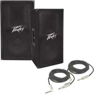 Peavey (2) PV 112 Pro Audio DJ Passive 12" 2-Way 800 Watt Speaker & 1/4" Cables