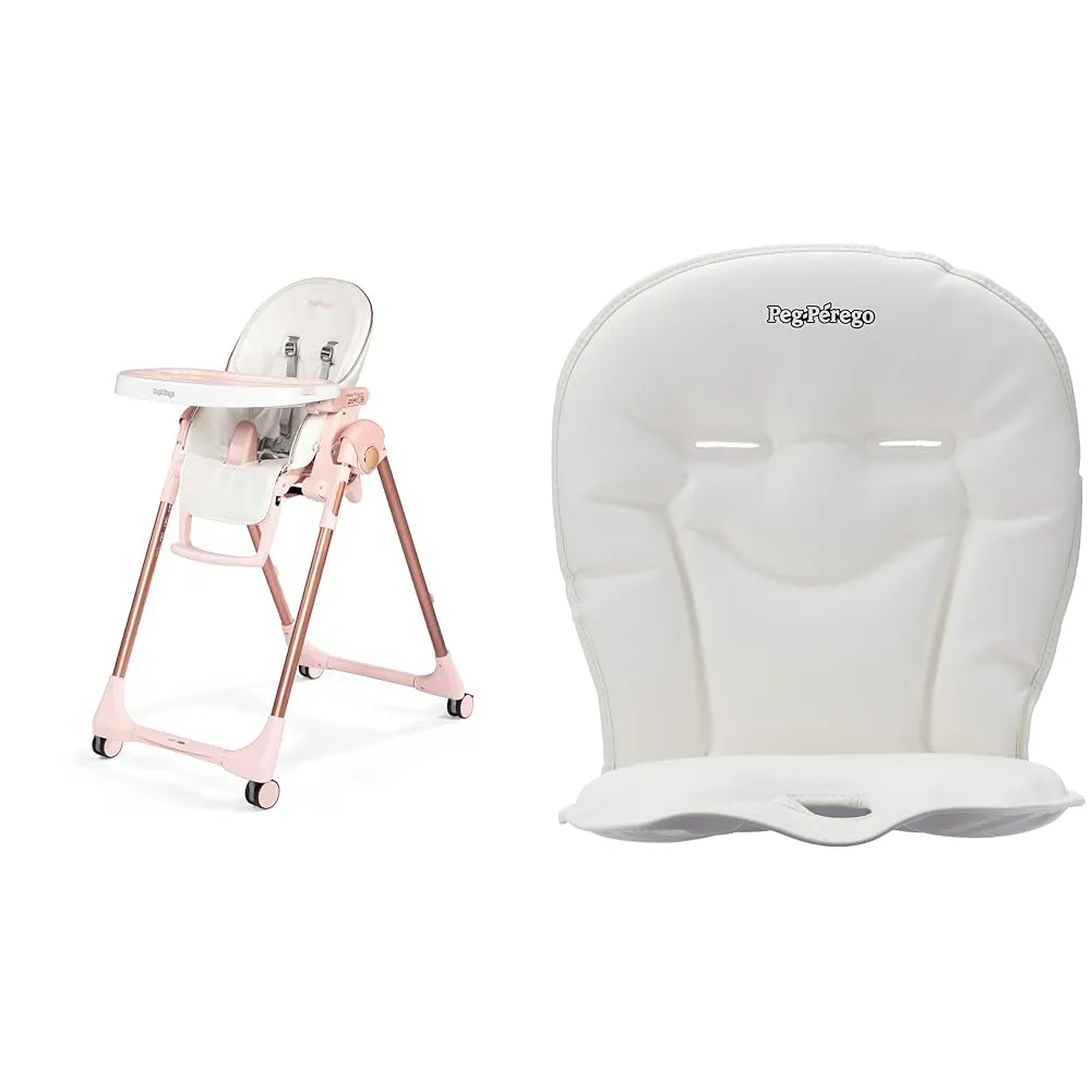 Peg Perego Prima Pappa Zero 3 High Chair and Booster Cushion Bundle for Newborn to 60 Months