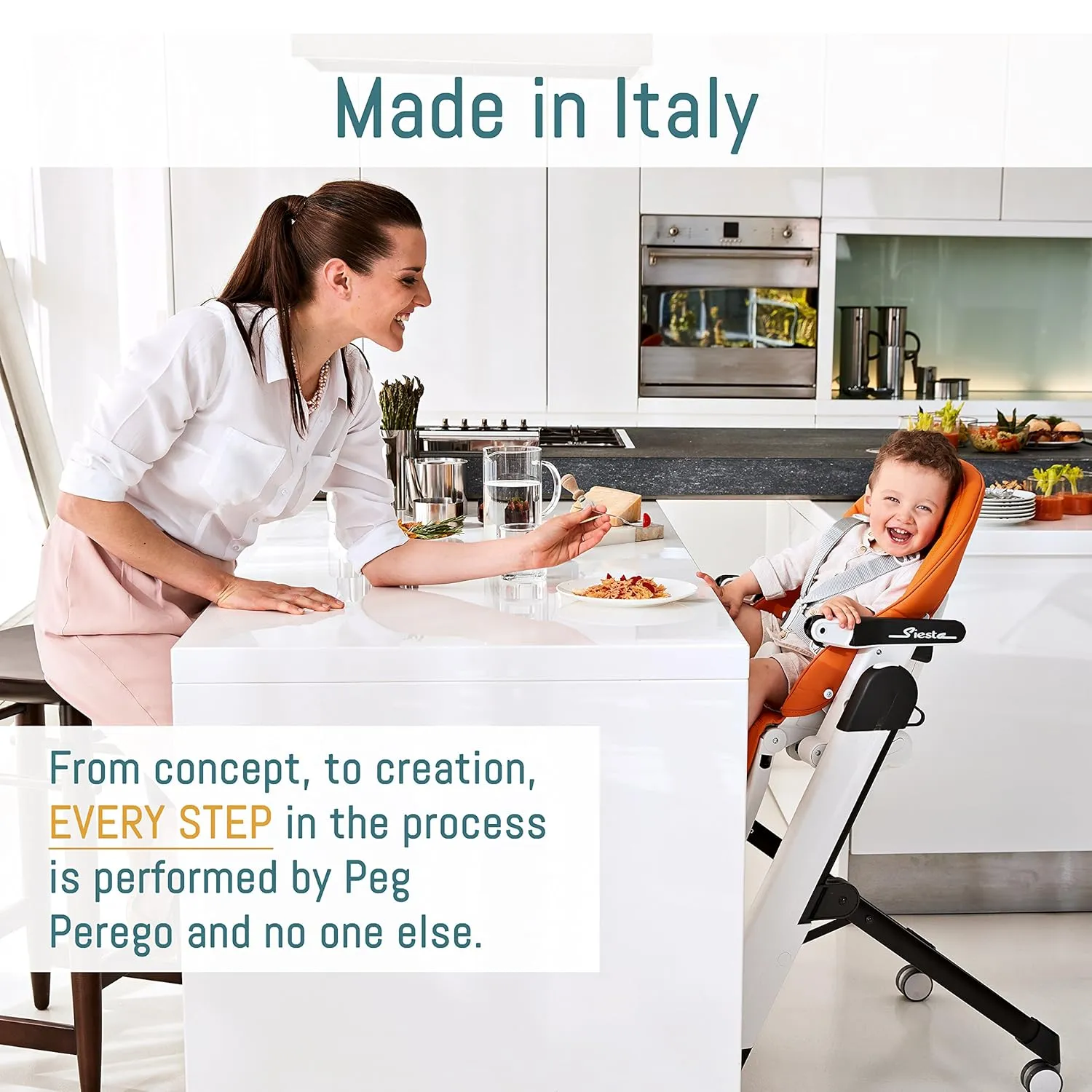 Peg Perego Siesta, Grow With Baby Folding High Chair & Recliner, Height Adjustable, Quick Clean & Easy Push Wheels For Babies & Toddlers, Made in Italy, Berry (Raspberry)