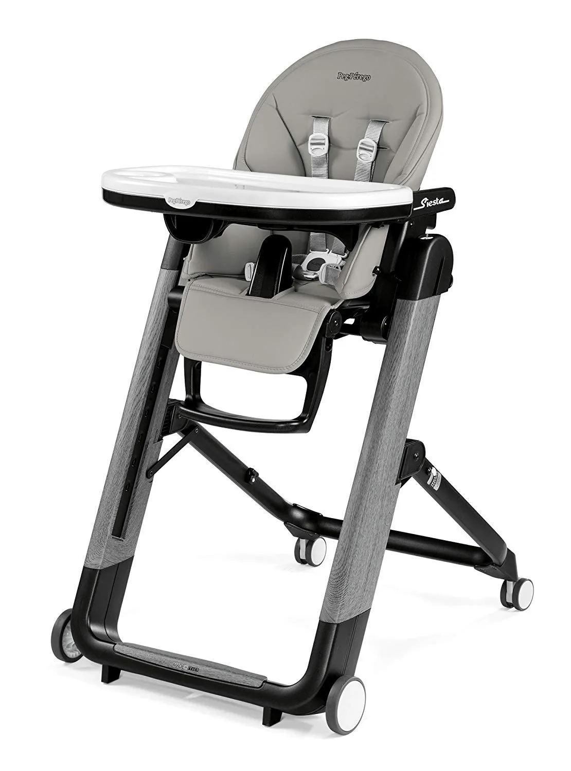Peg Perego Siesta – Multifunctional Compact Folding High Chair – from Birth to Toddler – Recliner and High Chair – Made in Italy – Ambiance Grey (Grey)