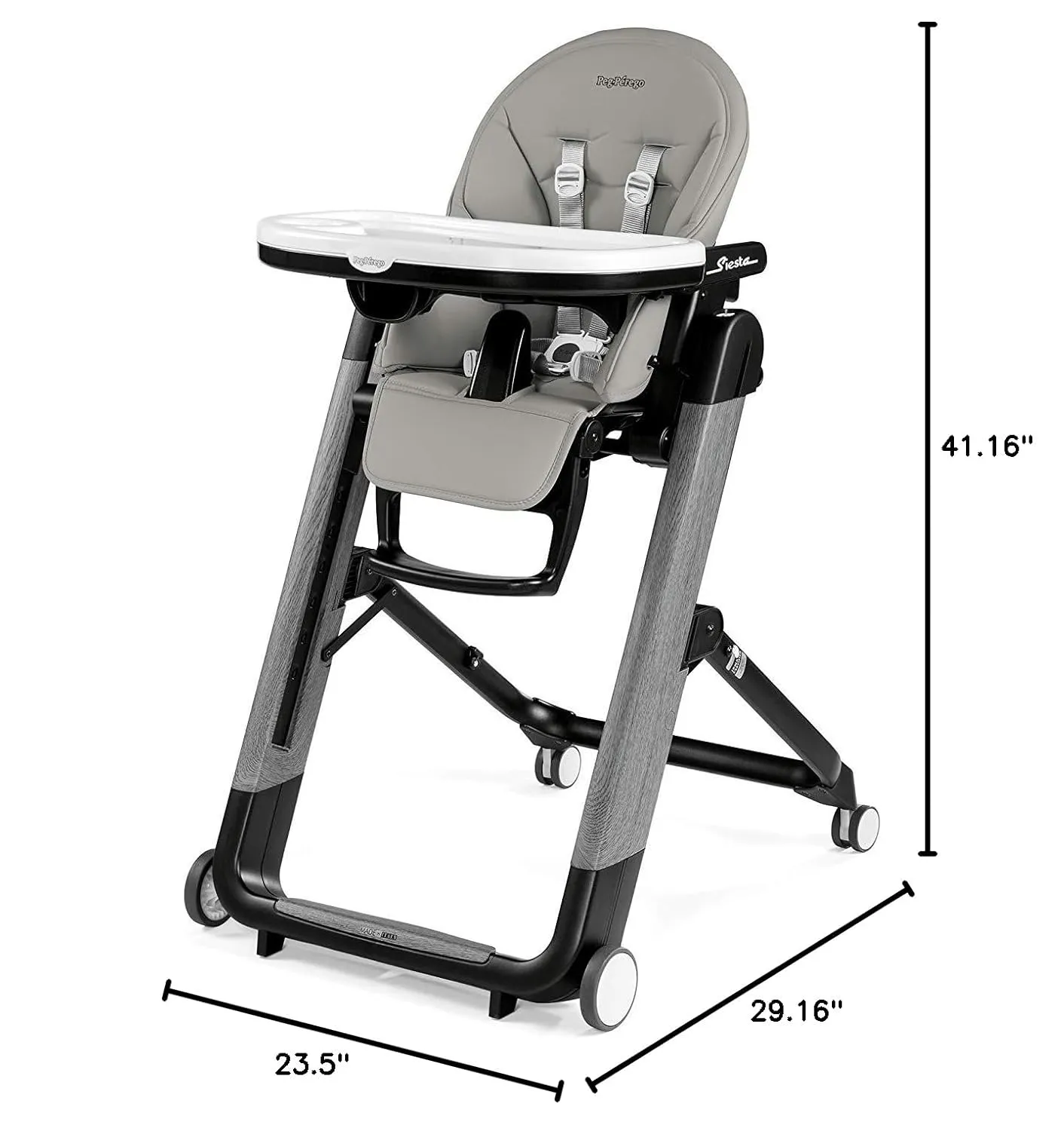 Peg Perego Siesta – Multifunctional Compact Folding High Chair – from Birth to Toddler – Recliner and High Chair – Made in Italy – Ambiance Grey (Grey)
