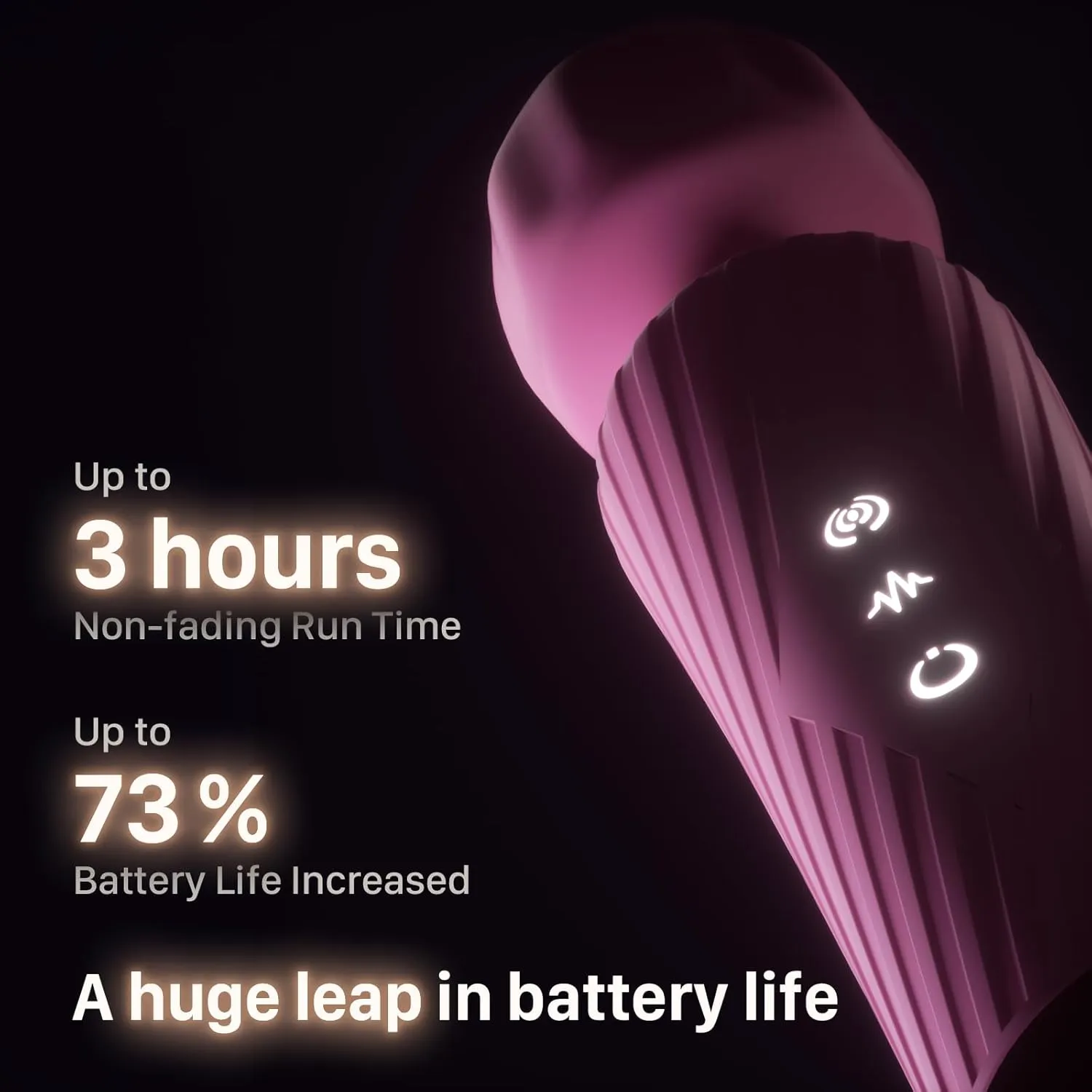 Personal Massager - 3 Hrs Run Time & Quiet Powerful Motor - Deep Tissue Back Massage for Athletes for Pain Relief, Waterproof Cordless Massagers Handheld with 20 Speeds 8 Patterns (Pink)