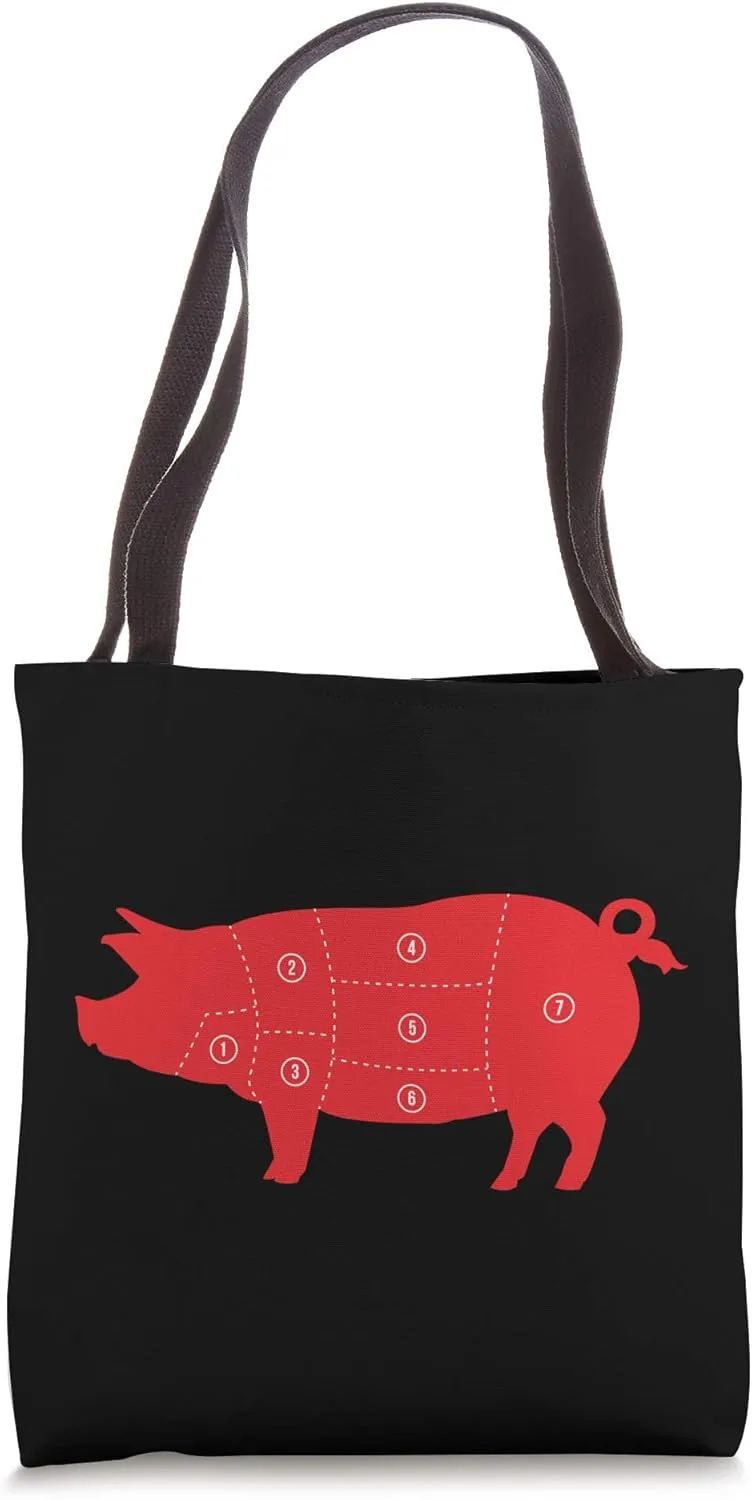 Pig Cuts Pork Cuts Chops Bacon Pork Butt Butcher Costume Pig Tote Bag