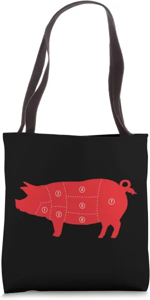 Pig Cuts Pork Cuts Chops Bacon Pork Butt Butcher Costume Pig Tote Bag