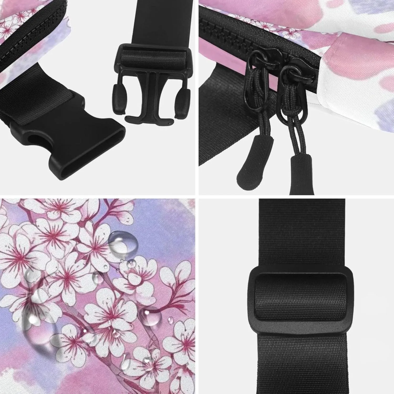 Pink Cherry Blossoms-952 Crossbody Fanny Pack for Men&Women,Belt Bag for Travel Casual Walking Running Hiking Cycling