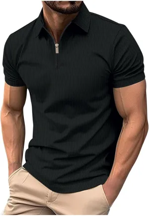 Polo Shirts for Men Short Sleeve Lightweight Collared Shirts Casual Golf Stylish Tops Solid Color Work Shirts