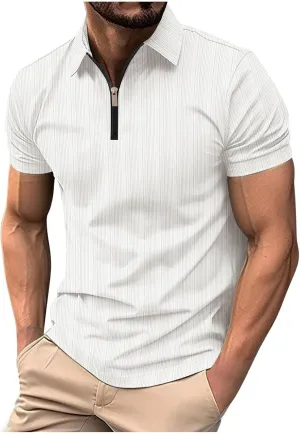 Polo Shirts for Men Short Sleeve Lightweight Collared Shirts Casual Golf Stylish Tops Solid Color Work Shirts