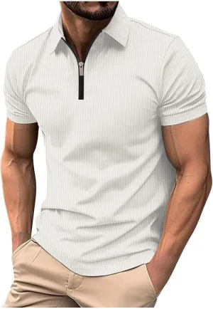 Polo Shirts for Men Short Sleeve Lightweight Collared Shirts Casual Golf Stylish Tops Solid Color Work Shirts