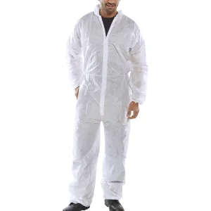 Polprop Disposable Coverall/Boilersuit Pack of 50 - White
