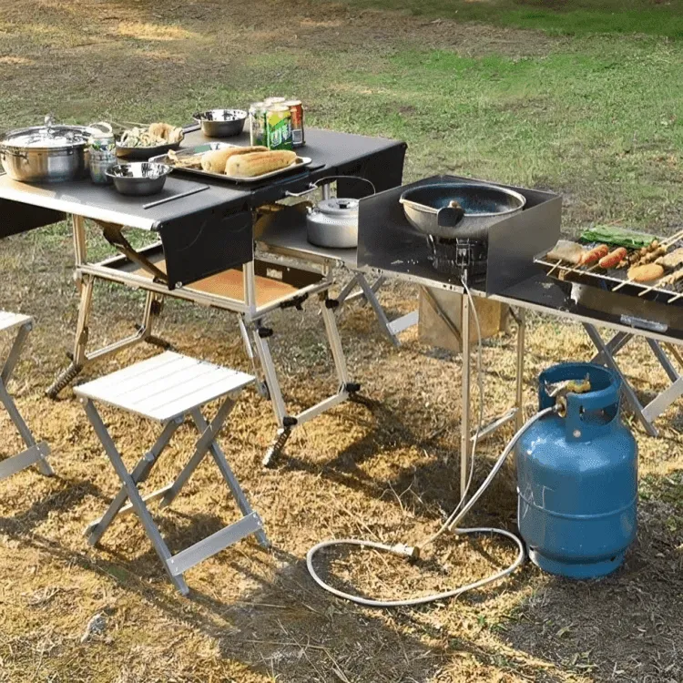 Portable Camping Kitchen - Foldable Outdoor Cooking Station