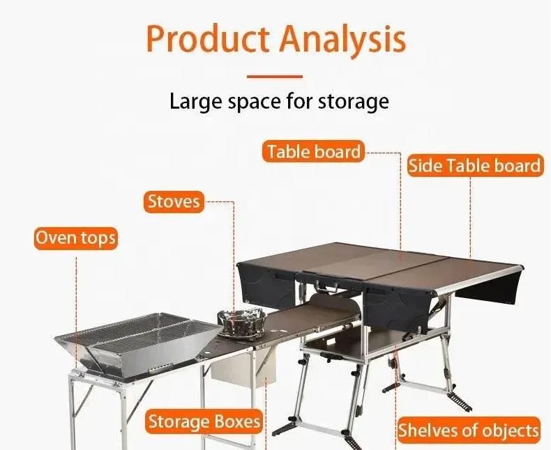 Portable Camping Kitchen - Foldable Outdoor Cooking Station