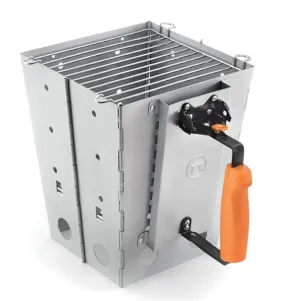 Portable Charcoal Grill Collapsible Camp Chimney Starter in Silver