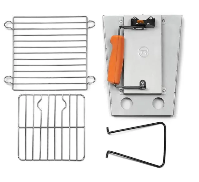 Portable Charcoal Grill Collapsible Camp Chimney Starter in Silver