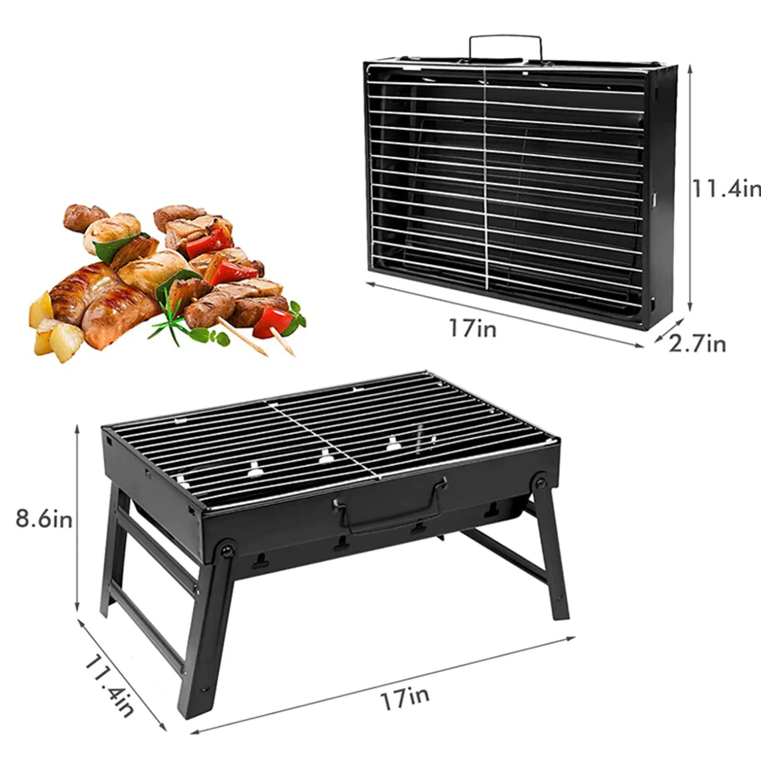Portable Charcoal Grill, Folding Grill Tabletop Outdoor Smoker BBQ Small Desk For Camping Picnics Garden