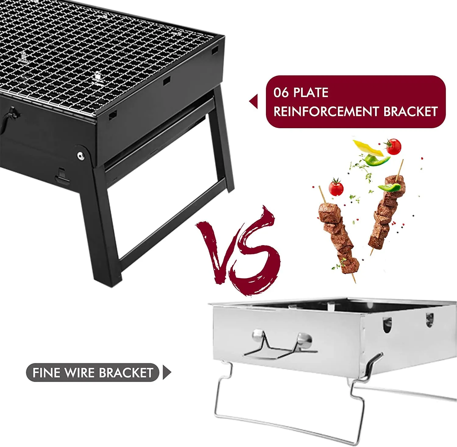Portable Charcoal Grill, Folding Grill Tabletop Outdoor Smoker BBQ Small Desk For Camping Picnics Garden