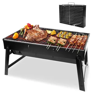 Portable Charcoal Grill, Folding Grill Tabletop Outdoor Smoker BBQ Small Desk For Camping Picnics Garden