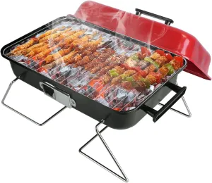 Portable Charcoal Grill,Small Camping Charcoal Grills,Outdoor Tabletop Grill,Mini Portable Barbecue Grill with Lid for Outdoor Camping Backyard Garden Cooking Picnic