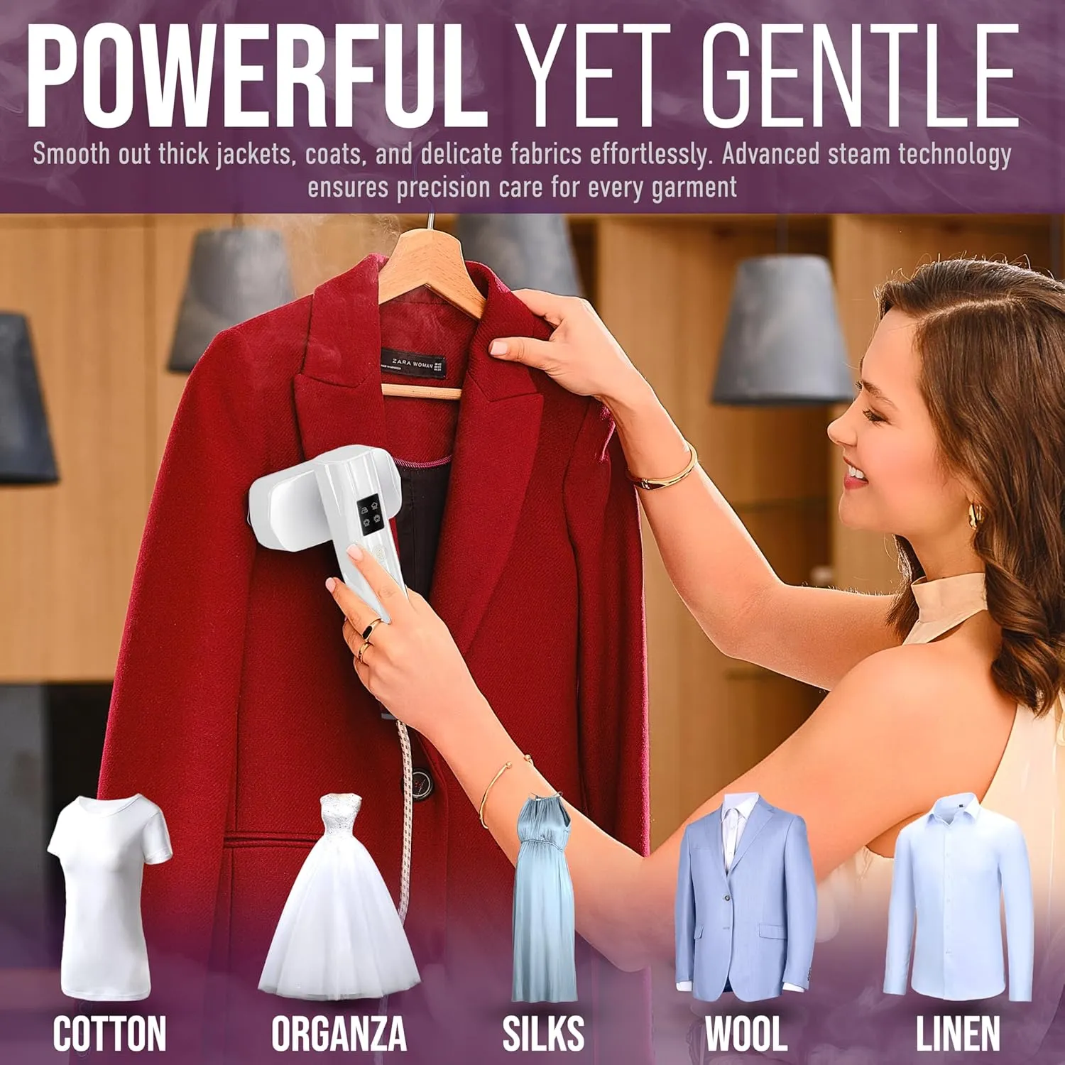 Portable Clothes Steamer & Mini Steam Iron – 1200W Handheld Wrinkle Remover, 4 Modes, 20s Fast Heating, Travel Garment Steamer for Clothing, Bedding & Curtains, Compact Folding Design – White