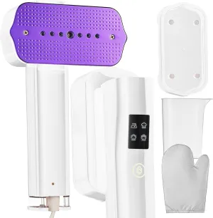 Portable Clothes Steamer & Mini Steam Iron – 1200W Handheld Wrinkle Remover, 4 Modes, 20s Fast Heating, Travel Garment Steamer for Clothing, Bedding & Curtains, Compact Folding Design – White