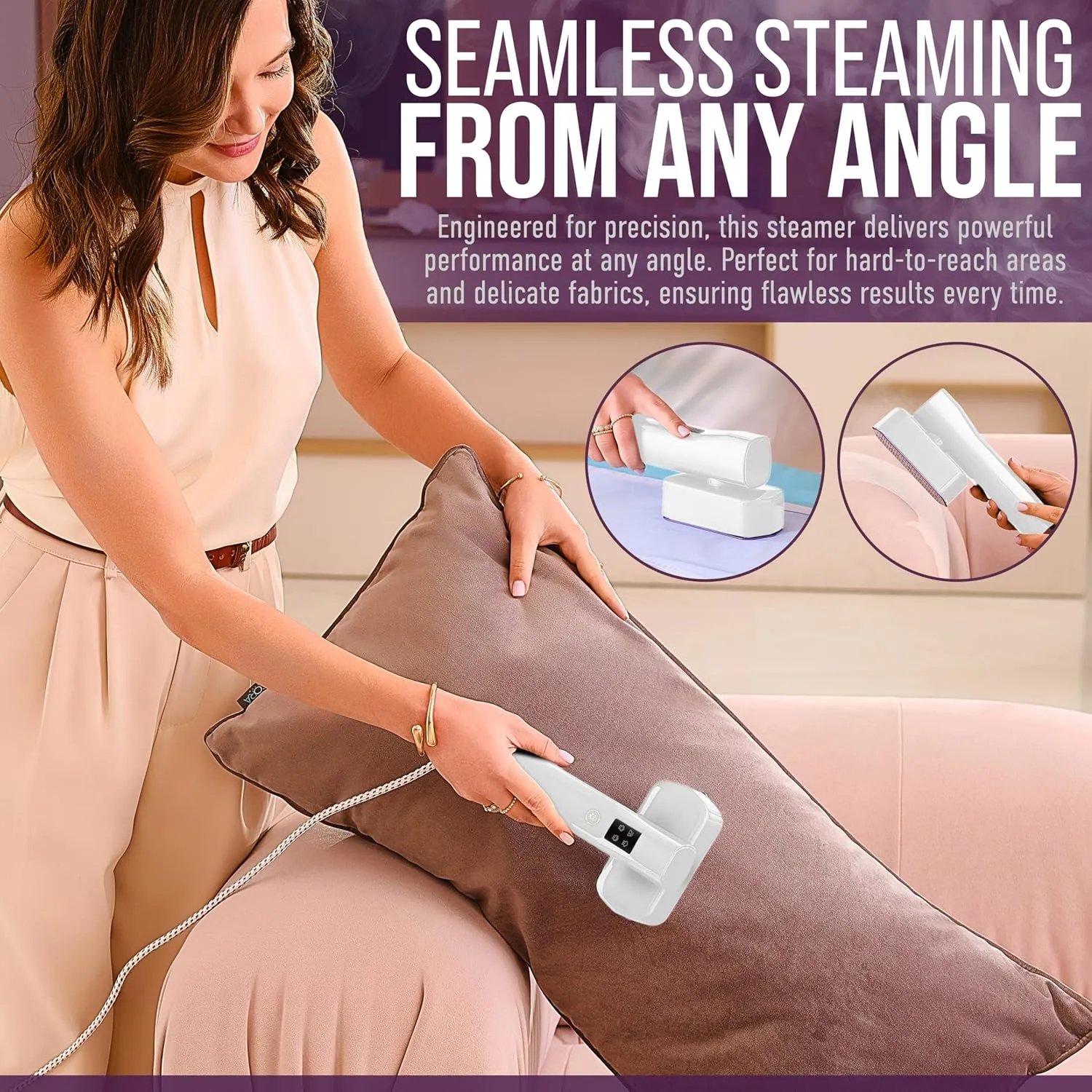 Portable Clothes Steamer & Mini Steam Iron – 1200W Handheld Wrinkle Remover, 4 Modes, 20s Fast Heating, Travel Garment Steamer for Clothing, Bedding & Curtains, Compact Folding Design – White