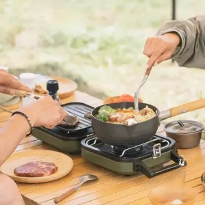 Portable Dual Burner Picnic Grill Stove - Compact Outdoor Cooking Solution