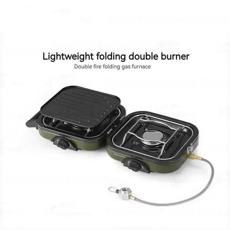 Portable Dual Burner Picnic Grill Stove - Compact Outdoor Cooking Solution
