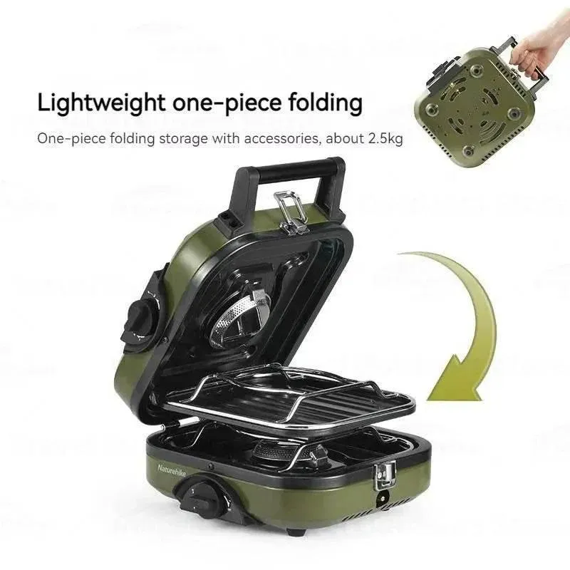 Portable Dual Burner Picnic Grill Stove - Compact Outdoor Cooking Solution
