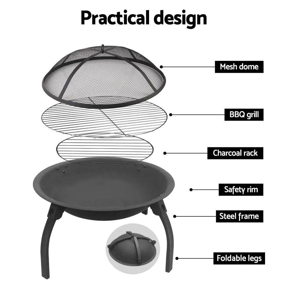 Portable Fire Pit and Grill 22"