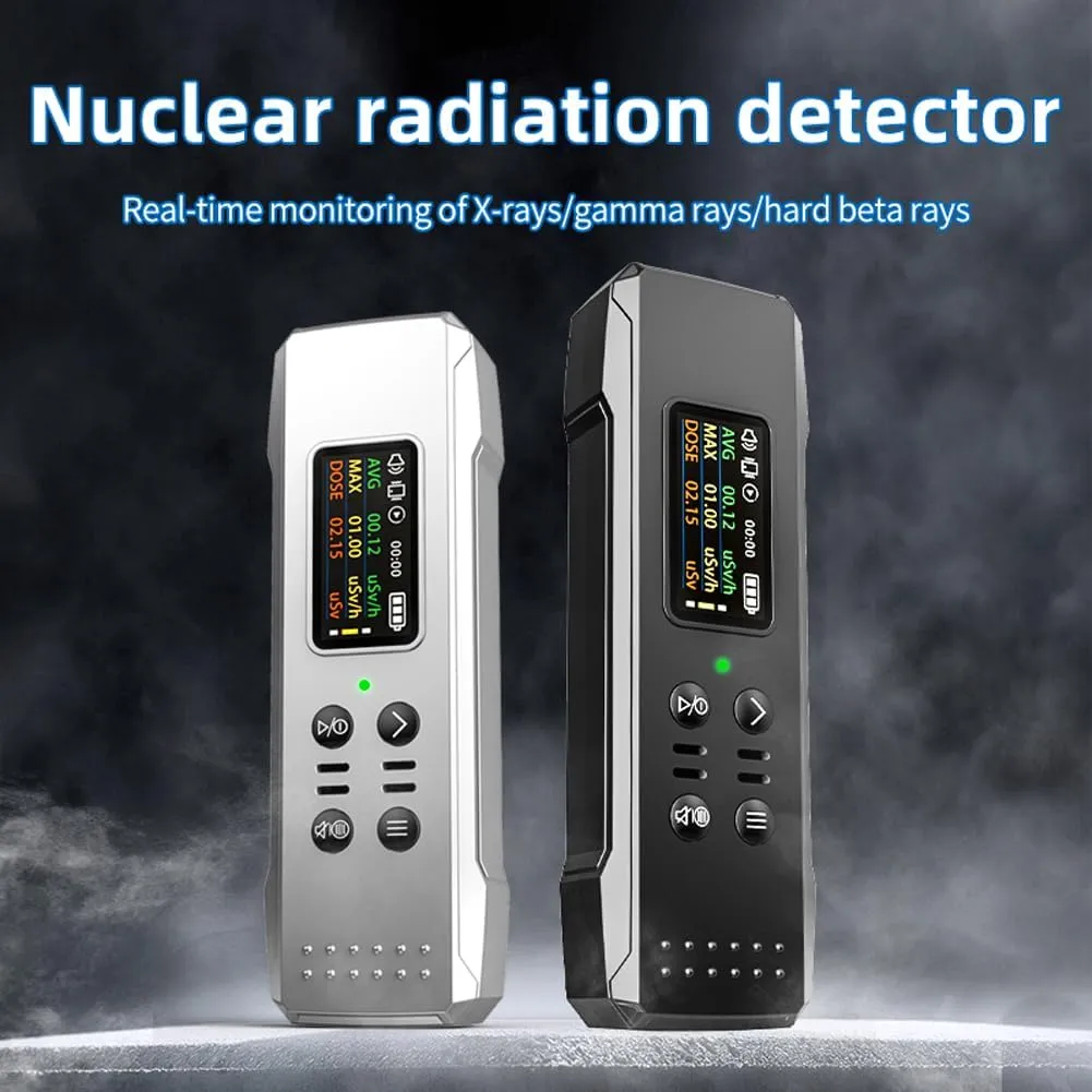 Portable Nuclear Radiation Detector Handheld Geiger Counter 0.96inch TFT Display X-Rays γ-Rays β-Rays Detecting Tool Real-time Average Cumulative Dose Alarm Household Radioactive Tester