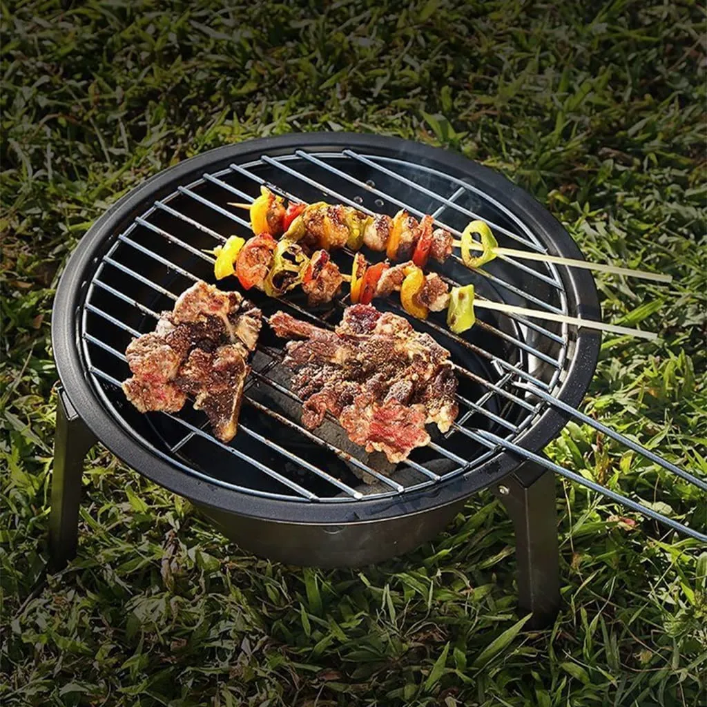 Portable Outdoor Barbecue Grill RV Charcoal Tripod Foldable Portable Grill