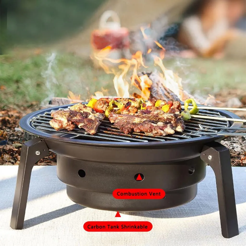Portable Outdoor Barbecue Grill RV Charcoal Tripod Foldable Portable Grill