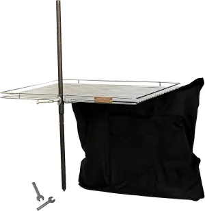 Portable Rhombus Campfire Grill, 20" x 25" HD Stainless Steel Rack with 2 Piece Stake, Free Carrying bag, 15 lbs.