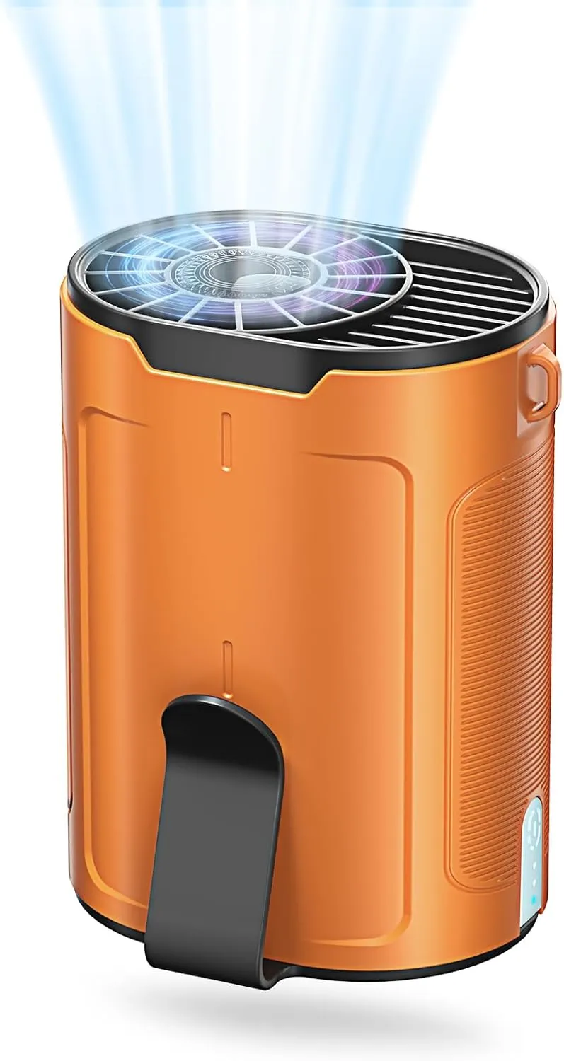 Portable Waist Fan, Shirt Fans Rechargeable with 25H Battery Life, 4 Speed Powerful Belt Fan with 6600 RPM Personal Cool Clip Fans Under Shirt for Men Women Farm Work Outdoor Hiking - Orange
